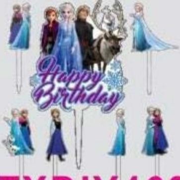 Cake Toper Acrylic Hiasan Kue Topper kue Ulang Tahun FROZEN SET 7 PCS