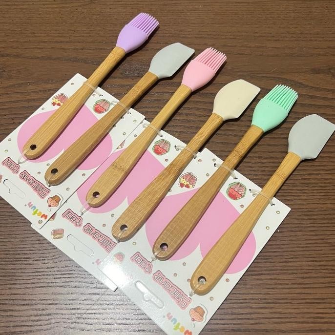 Kuas dan Spatula Silikon MINI SET Wefun Pastry Brush Silicone Baking Grill BBQ Serbaguna