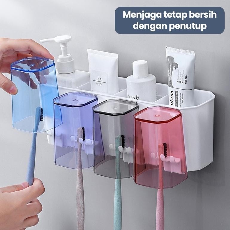 If56 Muzy Rak Sikat Gigi Odol Sabun Mandi Tempel Dinding Toothbrush Holder Rak Gantung Sikat Gigi Te