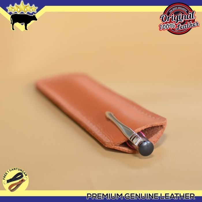 

LEATHER GOODS PEN CASE TEMPAT PULPEN DARI KULIT ASLI BROWN TAN