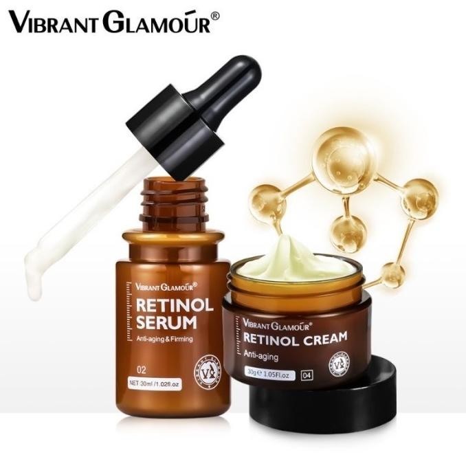 Vibrant glamour set retinol cream + retinol serum wajah HNT