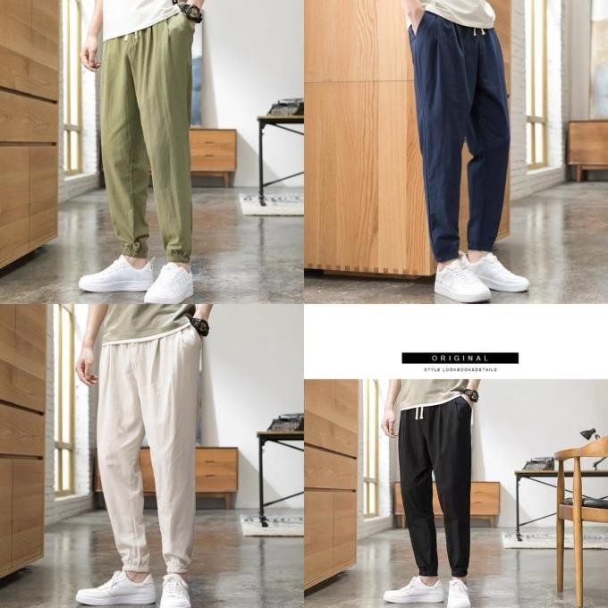 CELANA JOGER PRIA KATUN LINEN