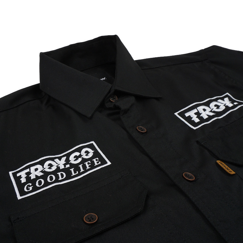 Troy Company Workshirt Workwear Engineers Black Piston - Kemeja Kerja Work Shirt Hitam WSD 2568