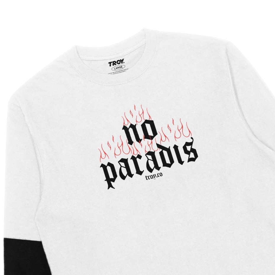 Troy Company Double Layer Longsleeve Tshirt Putih Hitam No Paradis DS 2563