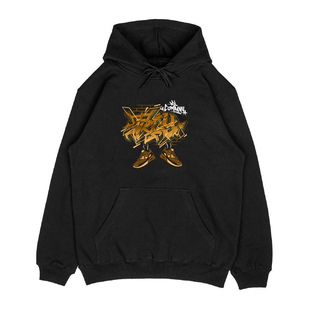 Troy Company Hoodie Pullover Black Graffiti Shoes - Jaket Hoodie Pria Hitam KH 2163