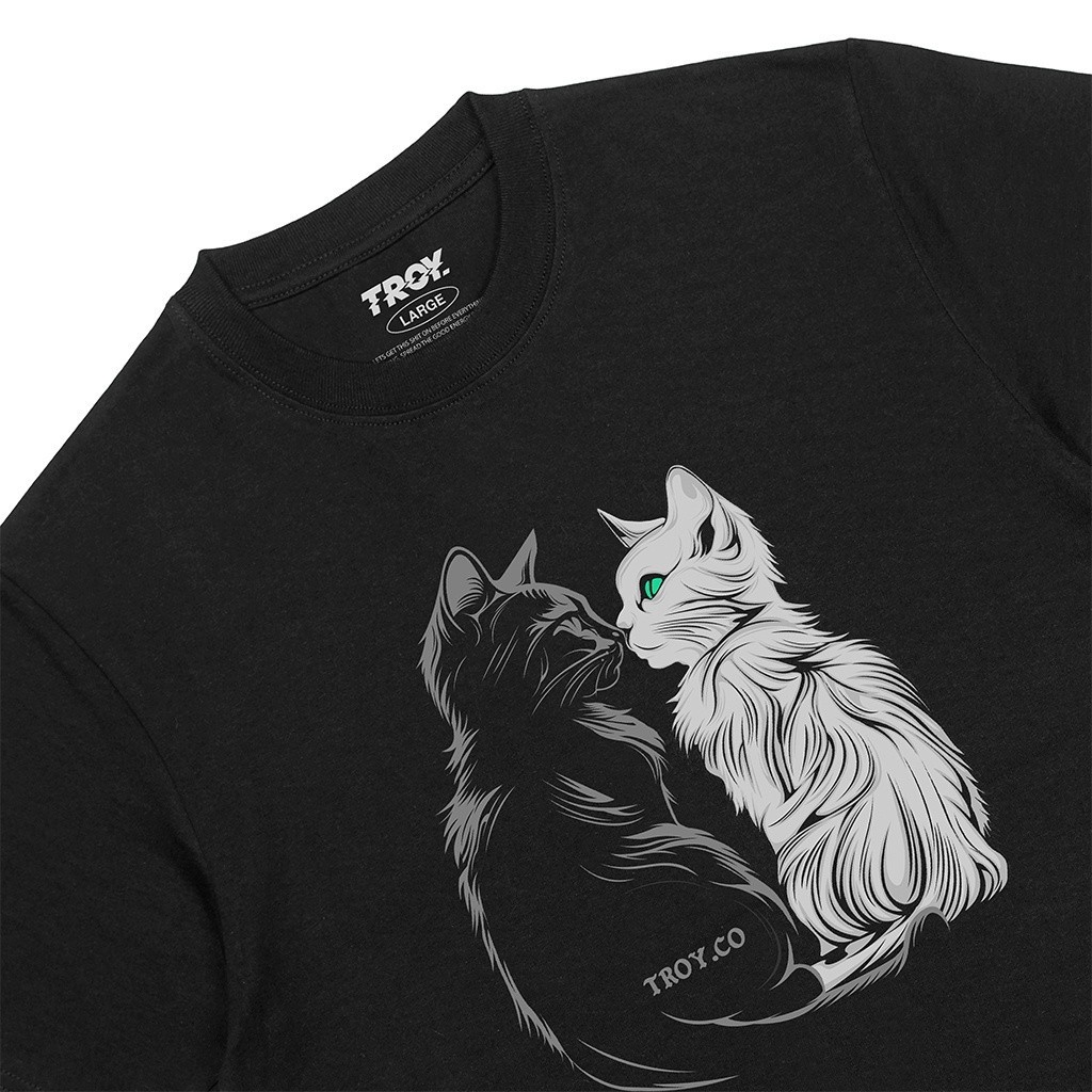 Troy Company T-Shirt Kaos Hitam Cat Series Twin Couple MT 2379