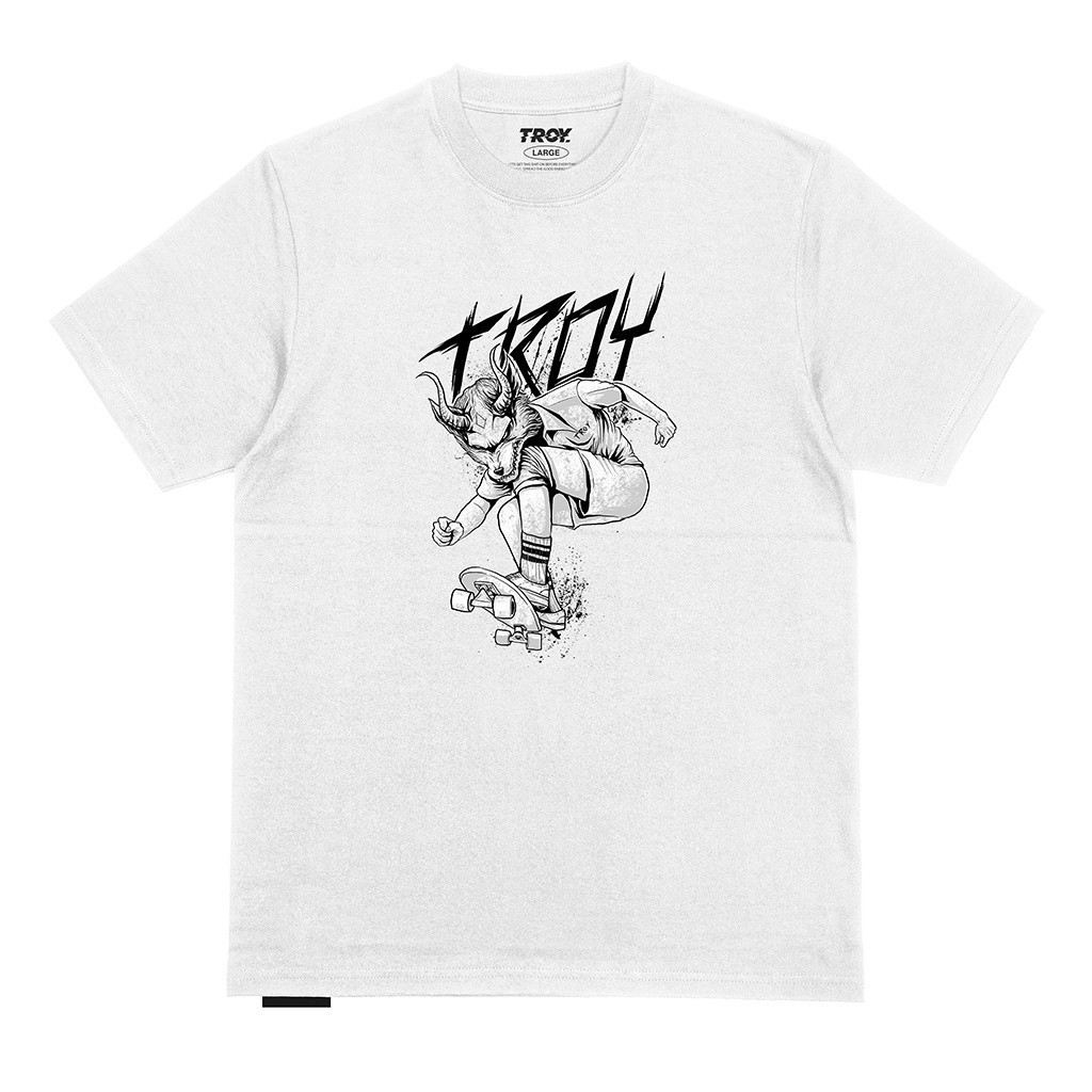 Troy Company Kaos Pria Lengan Pendek Putih - Devil Skate Tshirt White MTD 2336