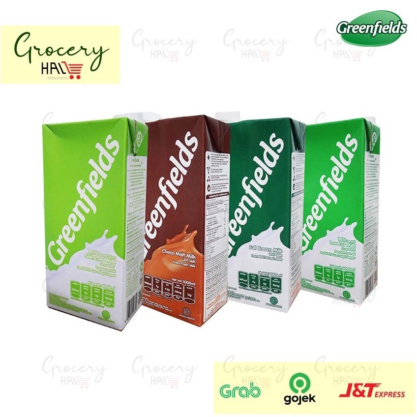 

[ KHUSUS GOJEK / GRAB ] SUSU UHT GREENFIELDS 1000 ML ( FULL CREAM, CHOCOMALT, LOWFAT, SKIMMILK )