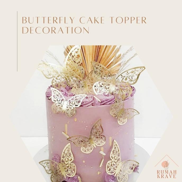 

RUMAH KRAVE - BUTTERFLY GOLD CAKE TOPPER DECORATION KUPU-KUPU