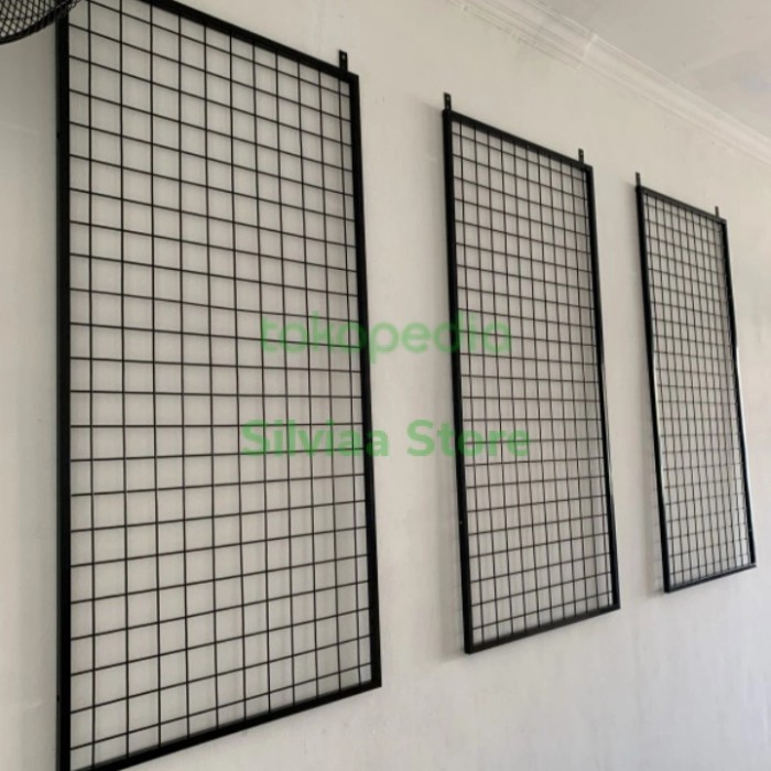 Rak Bingkai 60 X 120 Cm Ram Besi Gantungan Aksesoris + Cantolan 10 Pcs