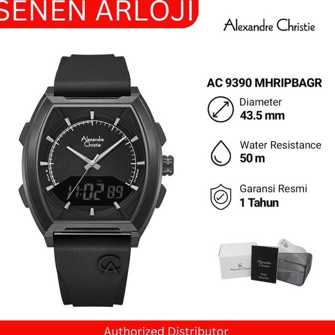 Jam Tangan Pria Alexandre Christie Ac 9390 Dual Time - Full Black