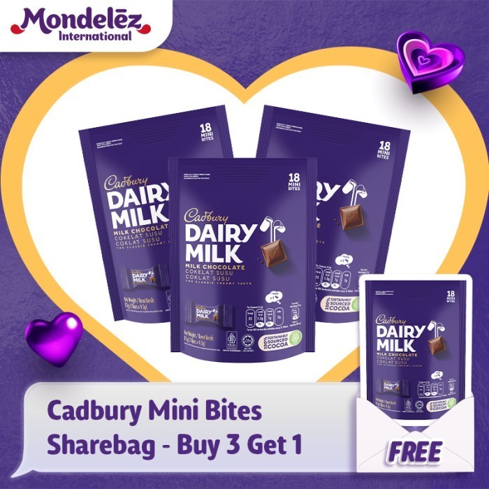 

Ready Cadbury Dairy Milk Cokelat Mini Bites Sharebag Isi 18 - Buy 3 Get 1