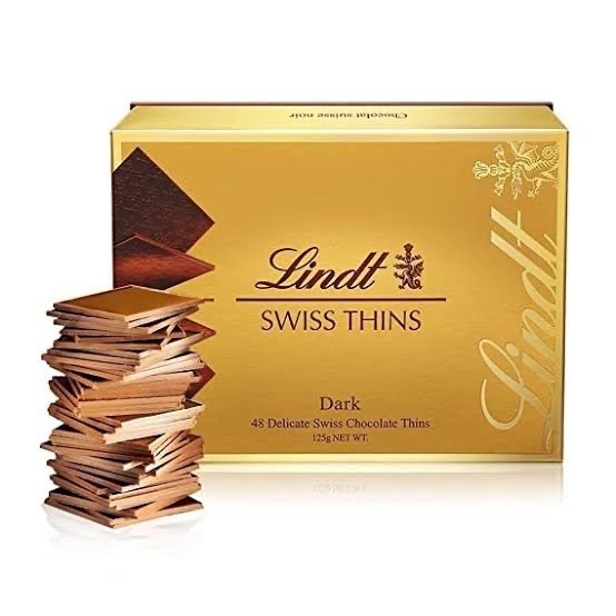 

Ready Lindt Swiss Thins Dark 48 Delicate Swiss Chocolate Thins