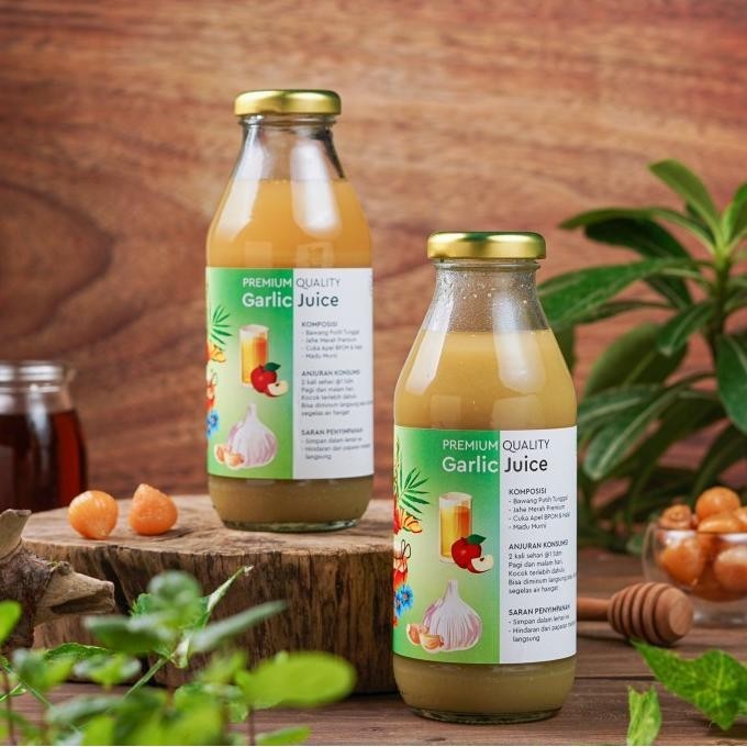 

Jus Bawang putih tunggal,jahe merah, cuka apel, lemon california, madu BS