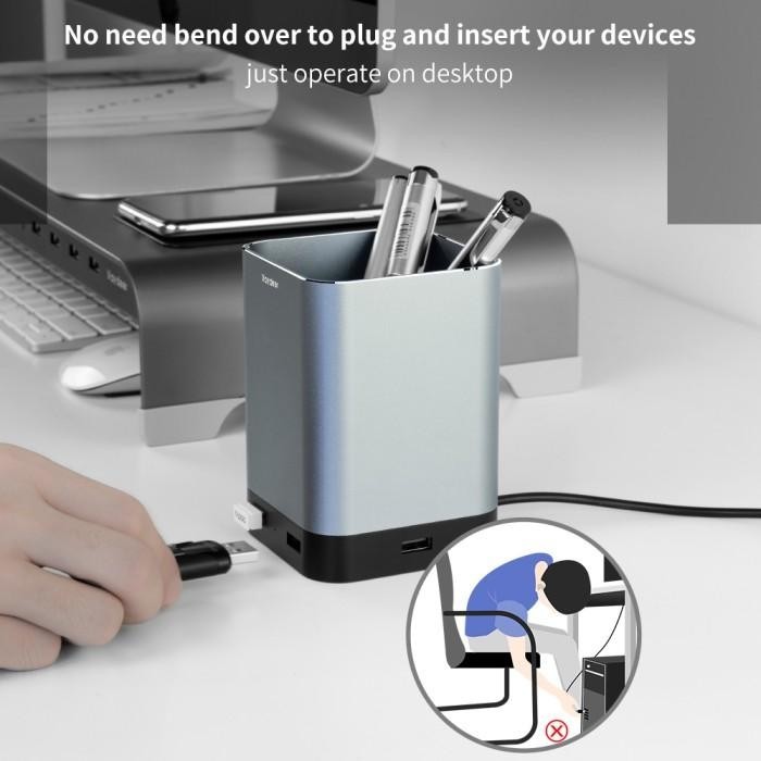 

Triple W Desk Holder Usb Charging Alumunium Tempat Pulpen Organizer