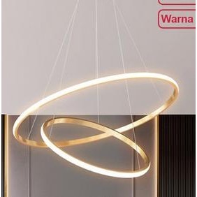 Golden Led Lampu Plafon 3 Warna Lampu Gantung 2 Ring Lampu Plafon