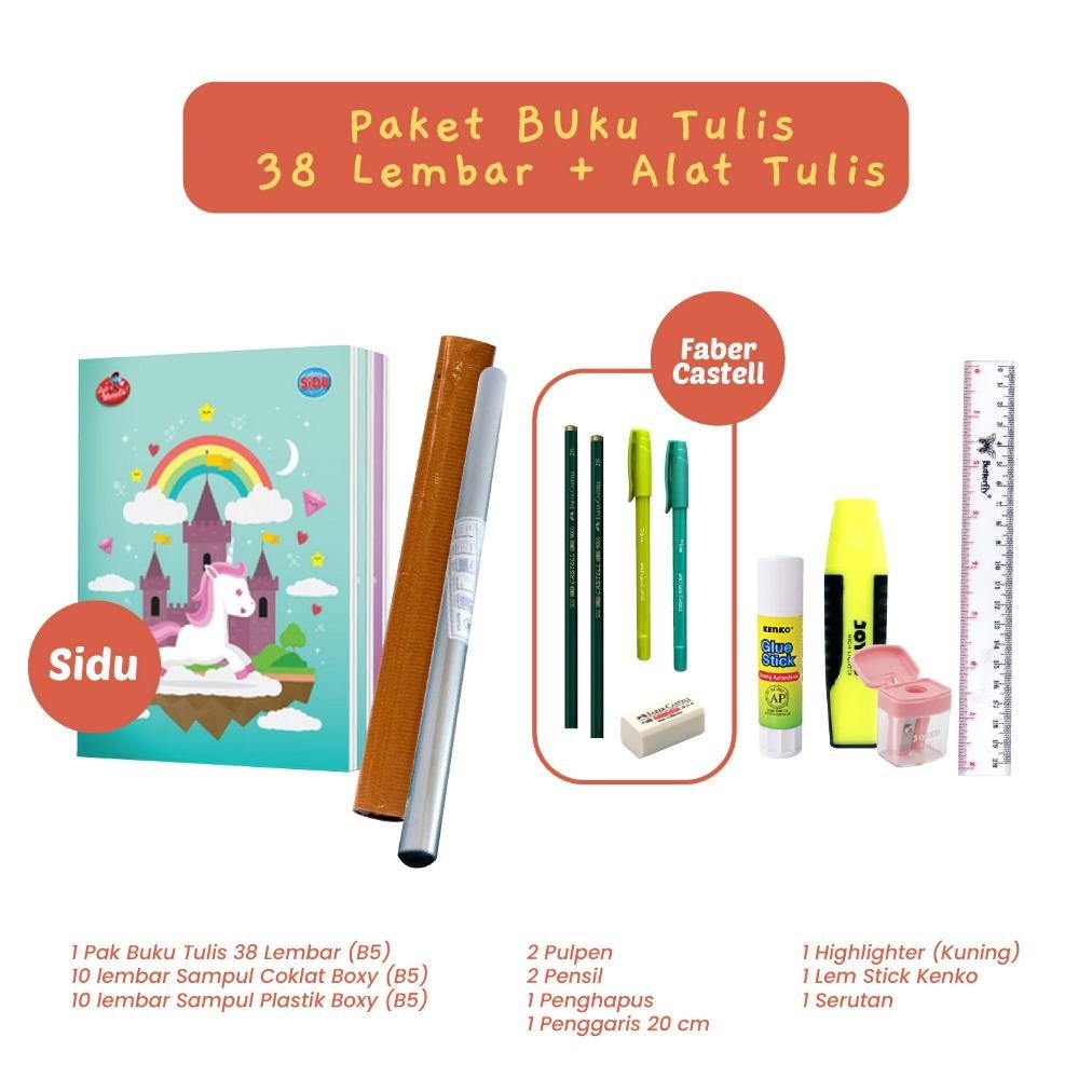

Murah Paket Lengkap 10 Buku Tulis 38 Lembar Alat Tulis Kantor Sampul Plastik Coklat Back To School Viral