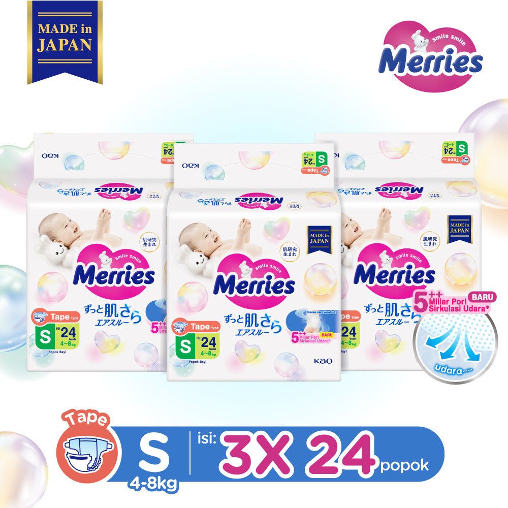 Merries Premium Popok Bayi Perekat S 24 Triple Pack