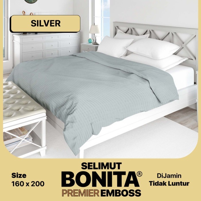 Bonita Luxury - Selimut Bulu (160X200) Premier Polos Embossed Terlaris