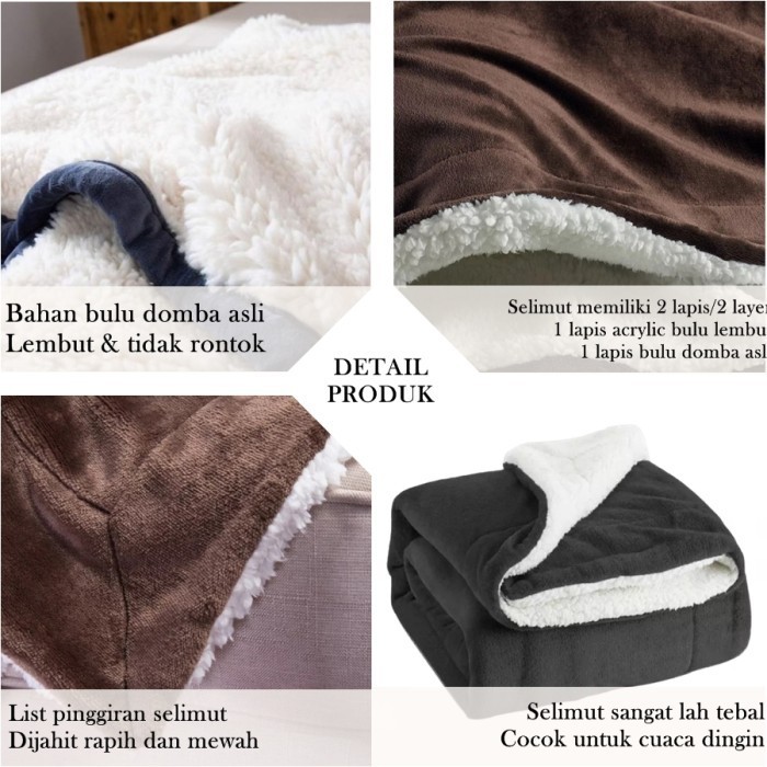 Selimut Bulu Halus Tebal 2 Lapis Bulu Domba Lembut Ultimate 150X200Cm