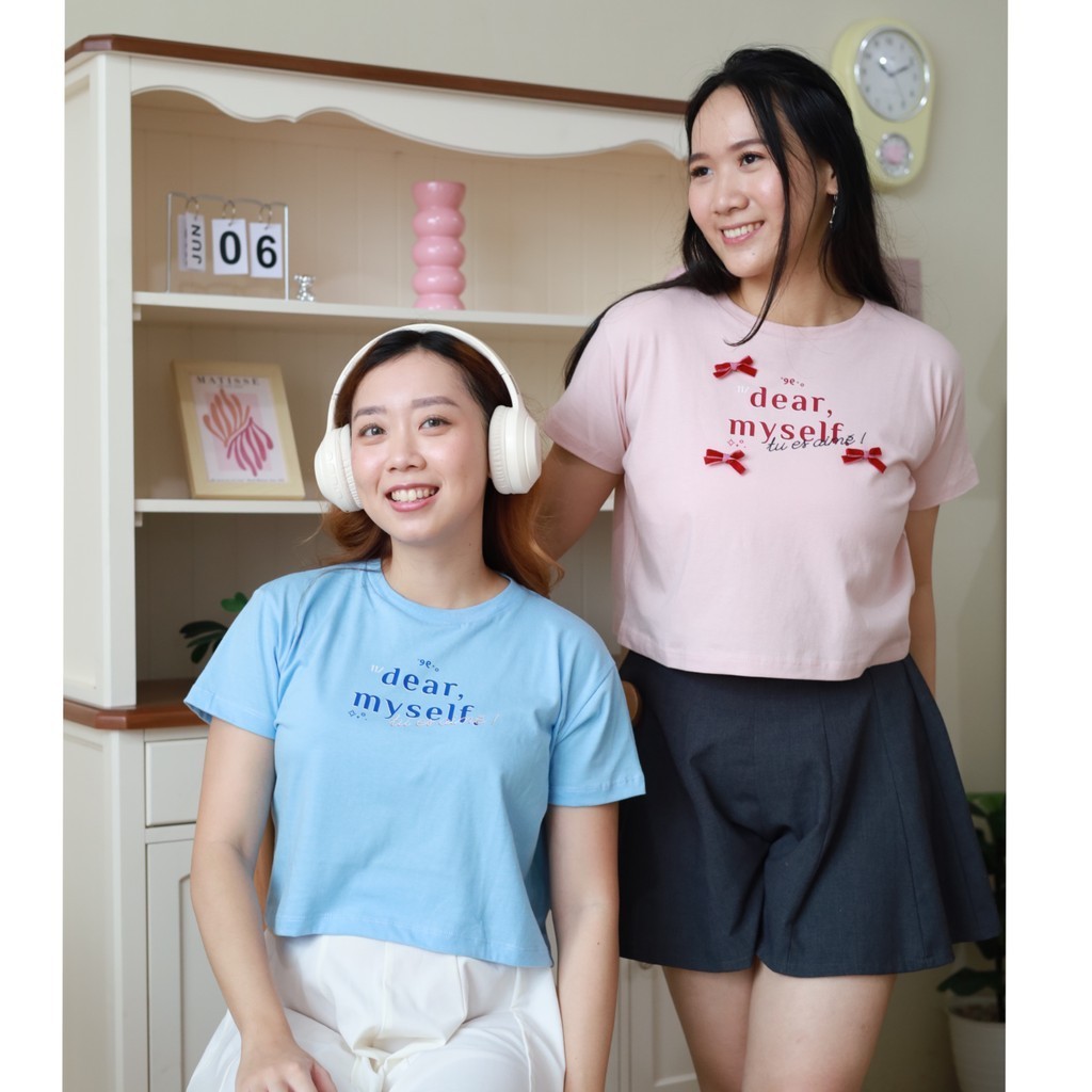 Dear, Myself Tshirt Kaos Crop Top Pastel Graphic Tee Coquette Croptop - Eleven Eleven Label