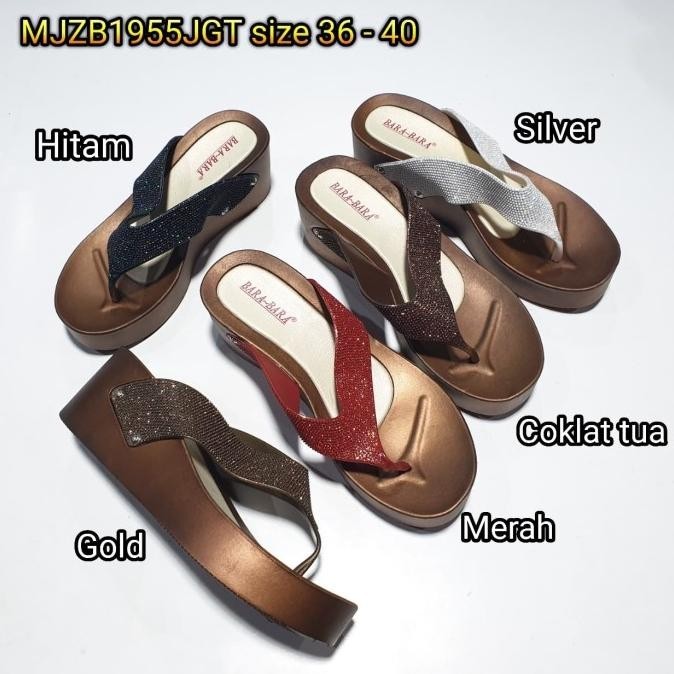 Mjzb1955Jgt Jelly Sandal Wanita Jepit Wedges Bara Bara Karet Import