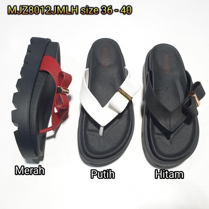Mjz8012Jmlh Bara Bara Original Jelly Sandal Wanita Jepit Wedges Import
