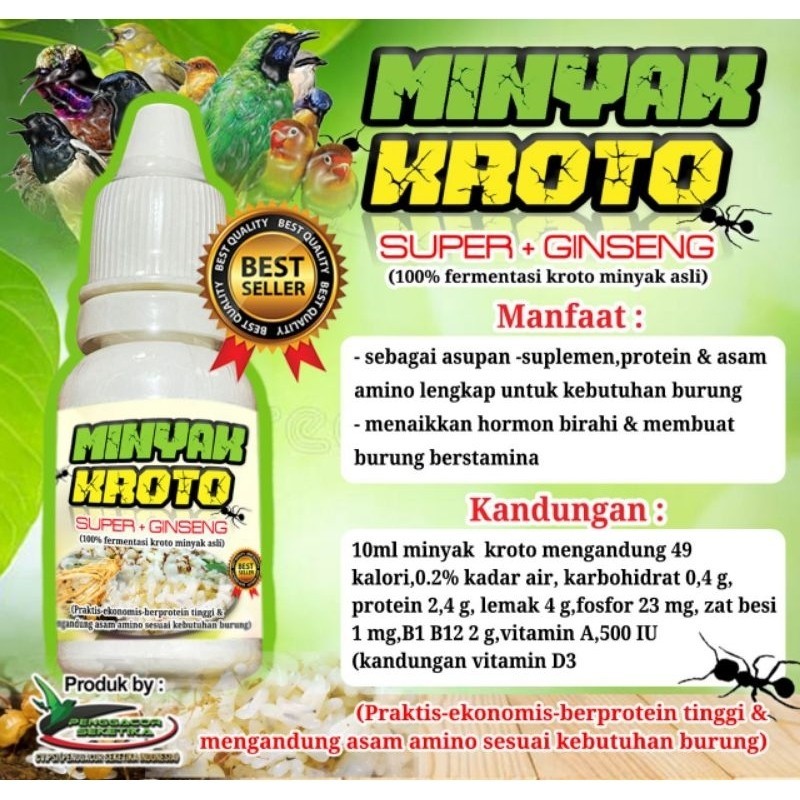 vitamin Minyak kroto super burung murai plus ginseng kroto segar vitamin burung by bmw