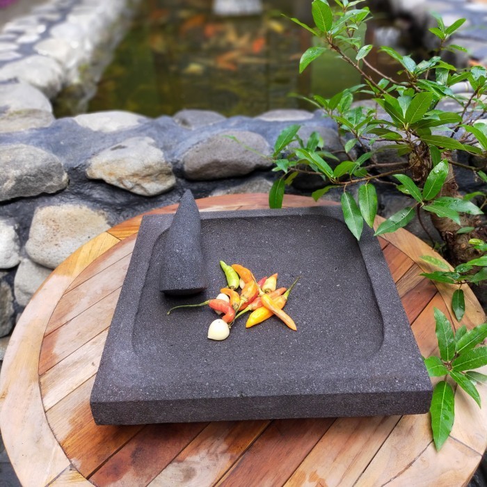 Dheao Cobek Kotak Batu Asli