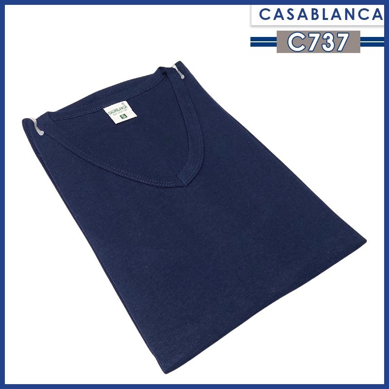 K4X T SHIRT KAOS OBLONG PRIA V NECK CASABLANCA C737 ATASAN COWOK CASUAL SIMPLE TERLARIS BY