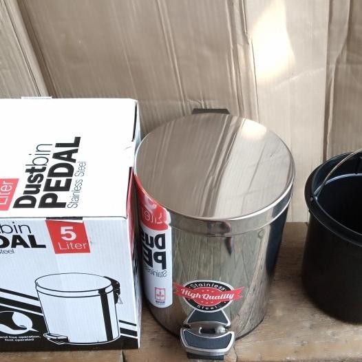 Tempat Sampah Injak Stainless/Tong Sampah Injak/Maspion Dustbin Pedal