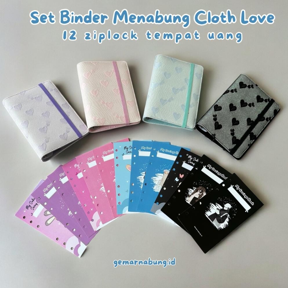 

BACK TO SCHOOL PAKET BINDER NABUNG & KEUANGAN SET LENGKAP CLOTH LOVE 12 ZIPLOCK