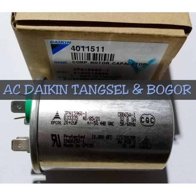 Capacitor Kapasitor AC Daikin 1/2PK 3/4PK FTNE15MV14 FTNE20 20+2uf Ori