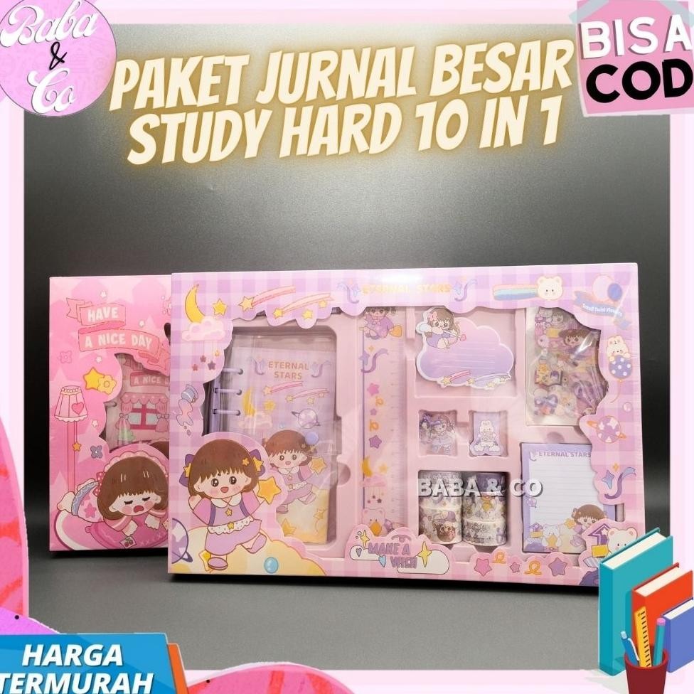 

BACK TO SCHOOL PAKET JURNAL 10 IN 1 STUDY HARD / GIFT BOX HAMPER ALAT TULIS LENGKAP JURNAL 10 IN 1 STUDY HARD NOTEBOOK PEN STIKER JURNAL 7 IN 1 COD