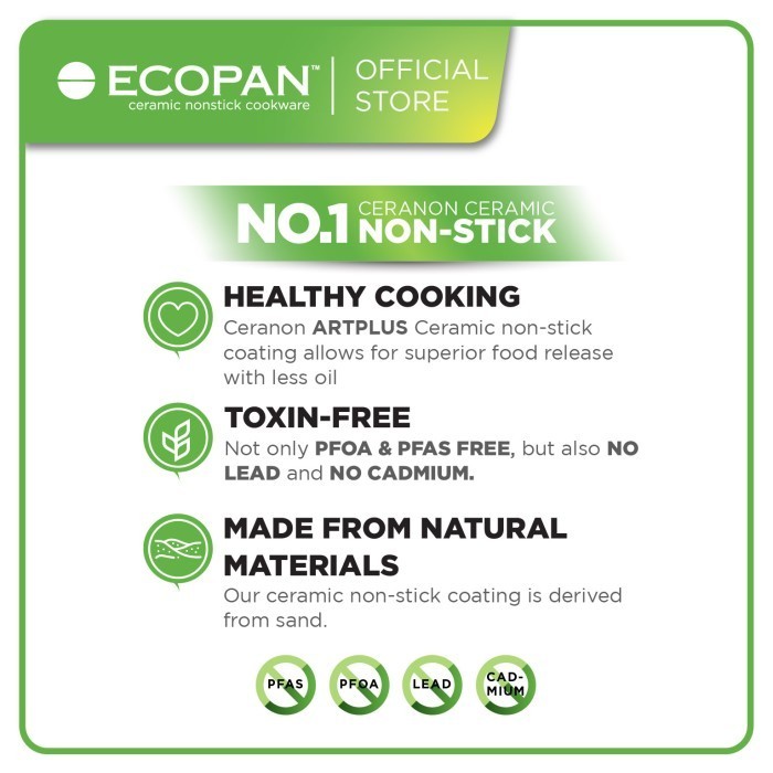Ecopan Elements Stirfry 28Cm / Wajan Keramik Anti Lengket