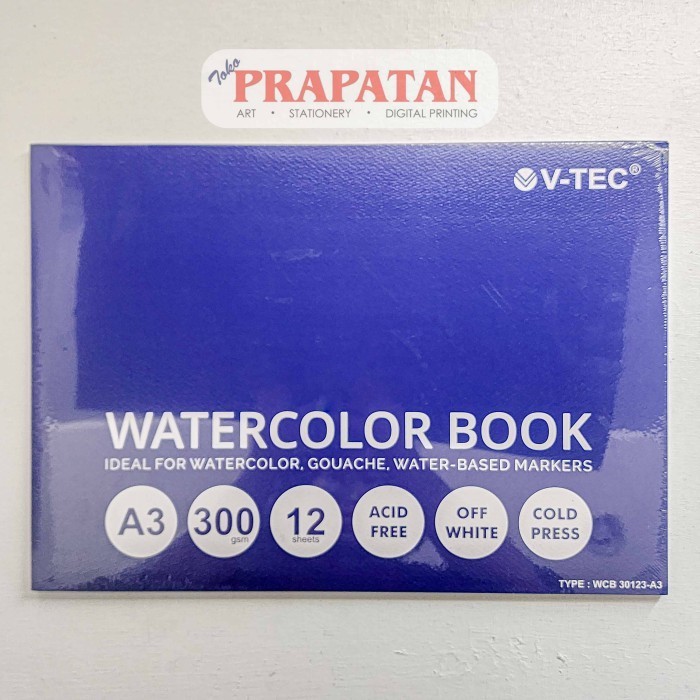 

V-TEC Watercolor Sketchok A3 12 Lembar 300 gsm / Buku Gambar Cat Air