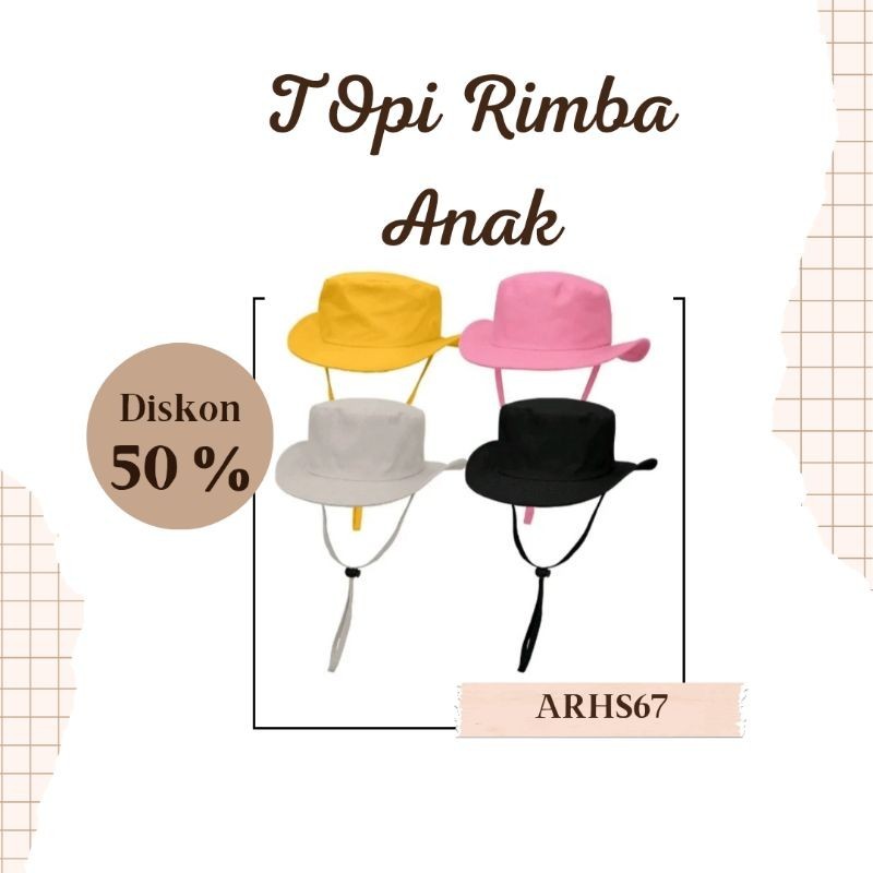 Topi Rimba anak premium polos murah pakai tali lucu anak dan bayi topi gunung