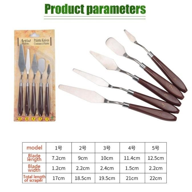 

Premium 5pcs Spatula Palet Set Pisau Lukis Ukir Minyak Cat Palette Hias Kue High Quality