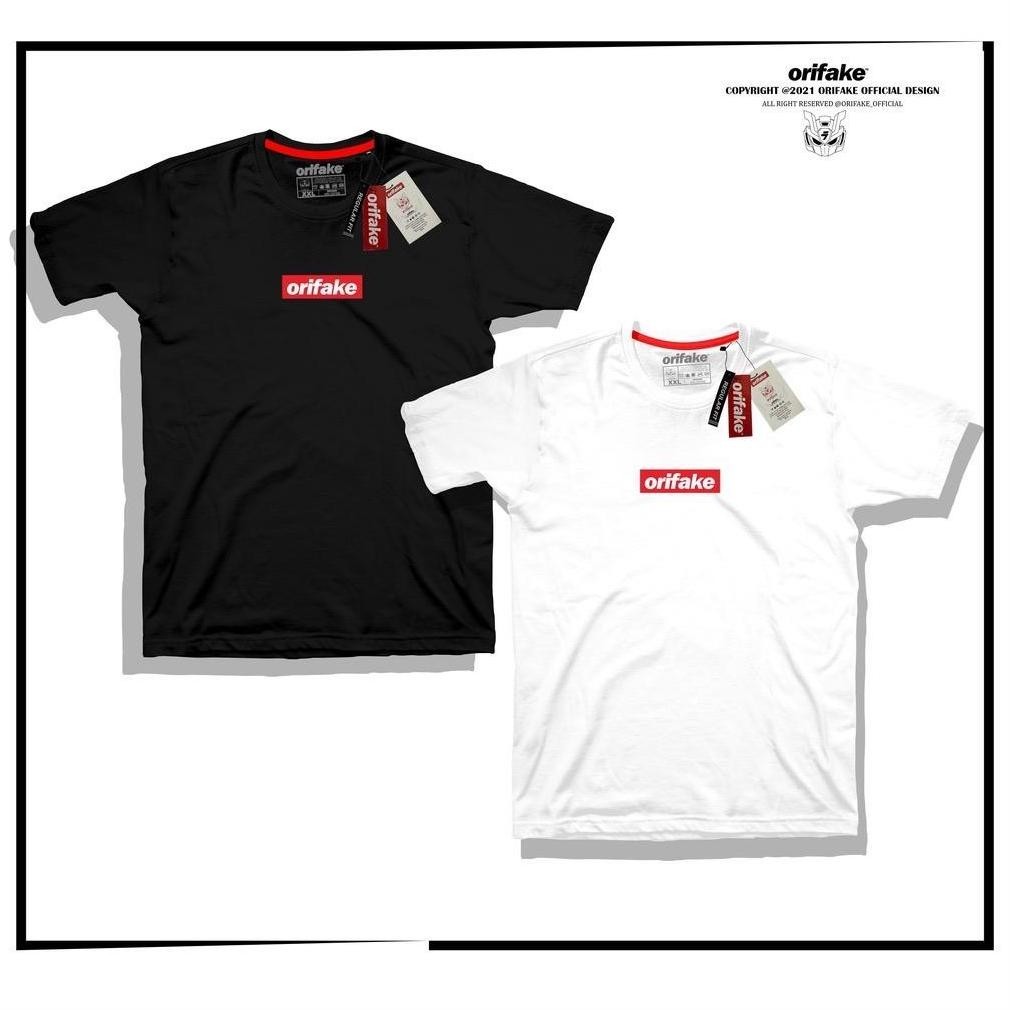 Terlaris Orifake T-Shirt Block Simple Kaos Distro Pria Wanita