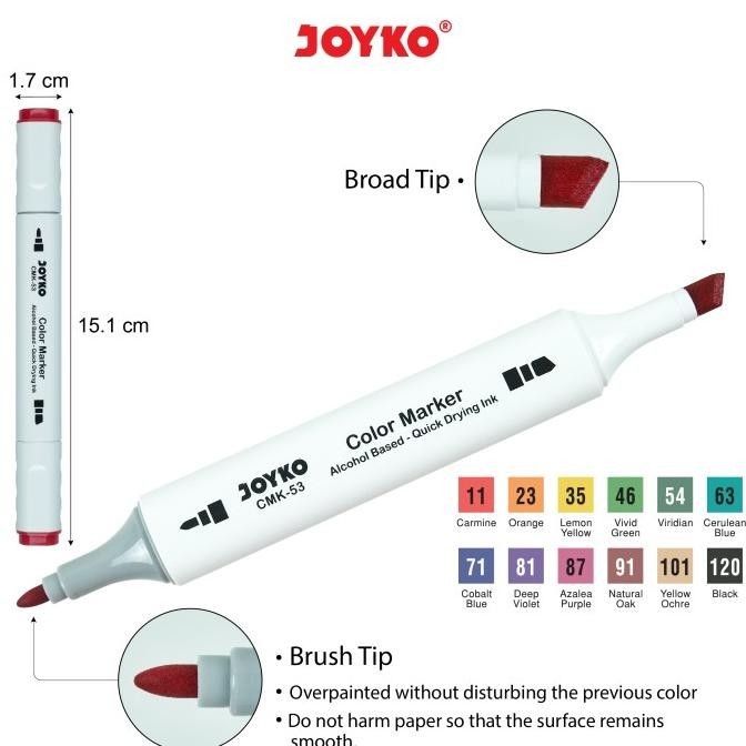 

Color Marker Penanda Spidol Berwarna Joyko CMK-53-12 Dual Tip 12 Warna