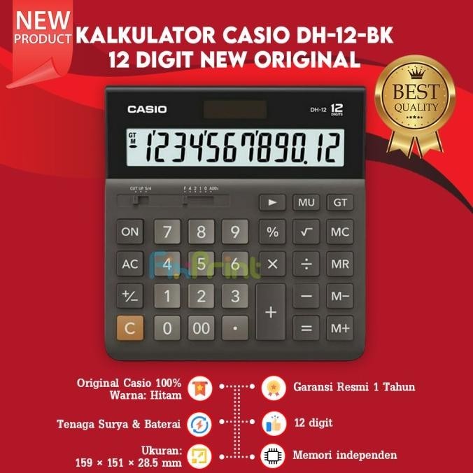 

Calculator Casio DH-12 BK White 12 Digits Kalkulator Dekstop Original