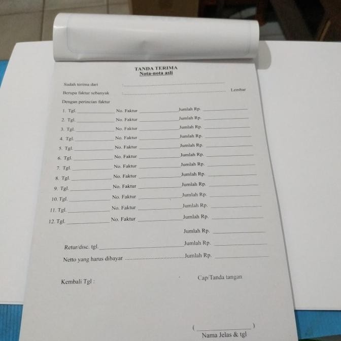 

Buku tanda terima 2 rangkap / 2 ply NCR ( kelipatan 10 buku )