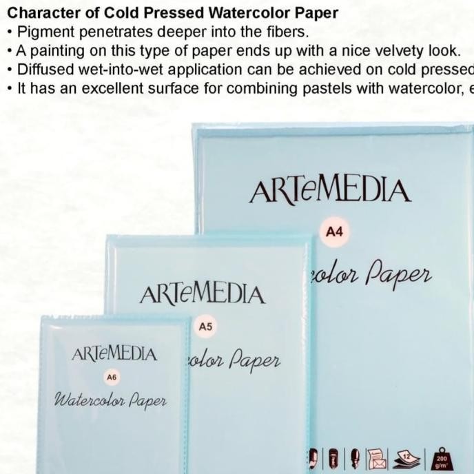 

artemedia watercolor paper A5 200gsm 12sht