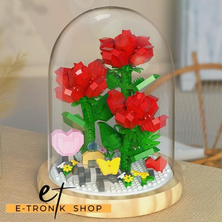 ETRONIK YKO Mainan Balok Susun Bunga Mawar Flower Dome LEGO 684 Bricks - P1170