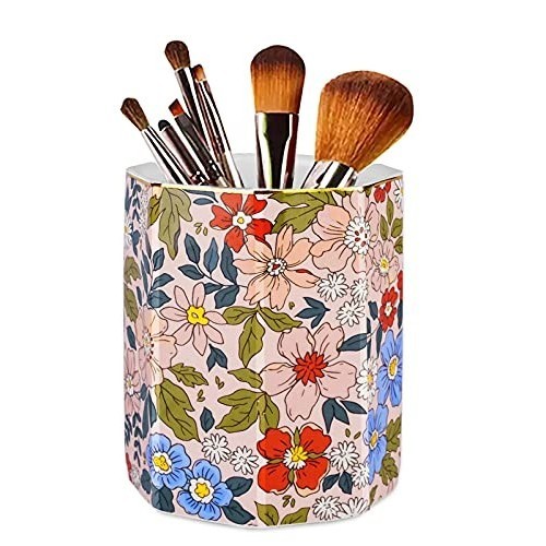 

Jwest Pen Holder, Makeup Brush Holder Ceramic Shiny Gold