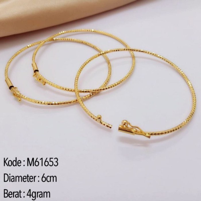 Haf Gelang Keroncong Titanium Model Tipis Bukaan Samping Lapis Emas