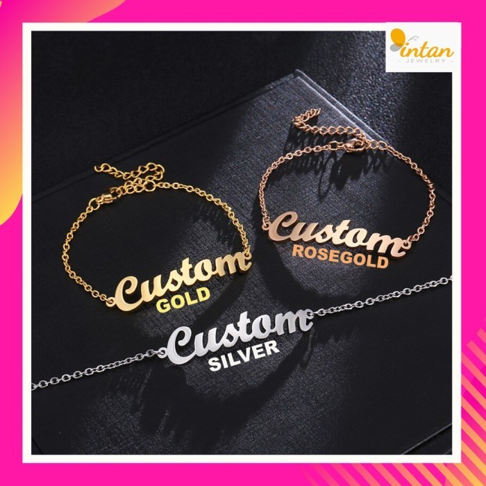 Haf Gelang Kaki Wanita Custom Nama Lapis Emas Titanium Anti Karat Cewek