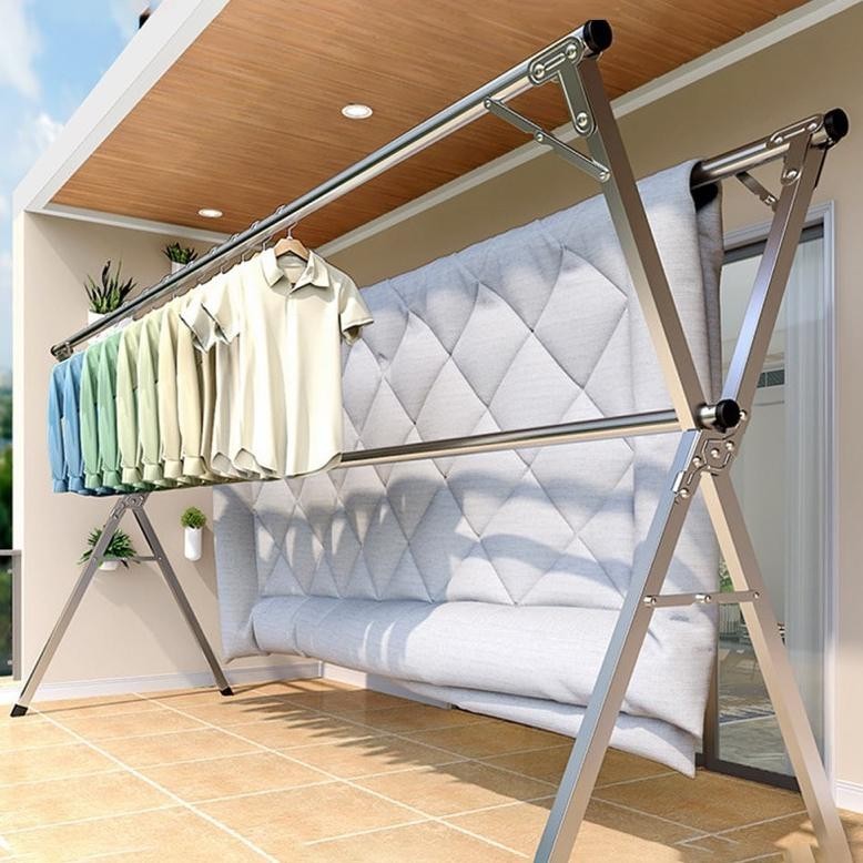 (baru) JEMURAN OUTIN Baju Handuk Outin Lipat Tekuk Stainless Steel Anti Karat Kuat