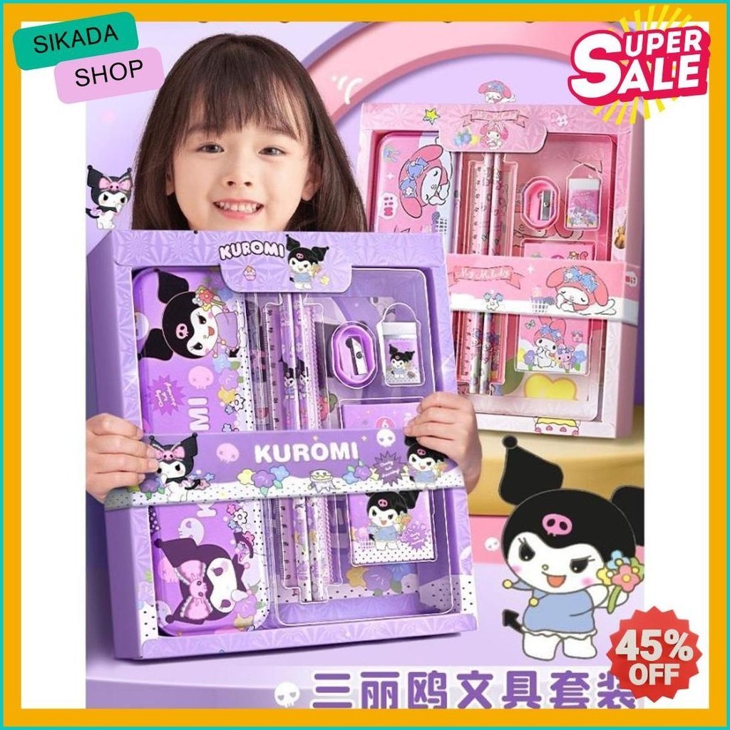 

Kotak Pensil Anak Set 7 In 1 Stationery Hadiah Anak Sanrio Alat Tulis Set Kuromi My Melody Cinnamoroll 1821 (Murmer)