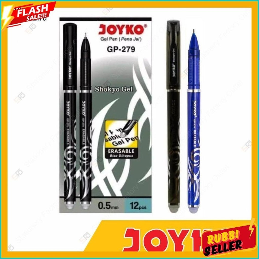 

12 Pcs Pen Gel Erasable Joyko Gp 279 - Shokyo Bisa Dihapus (Order Sebelum Ketinggalan)